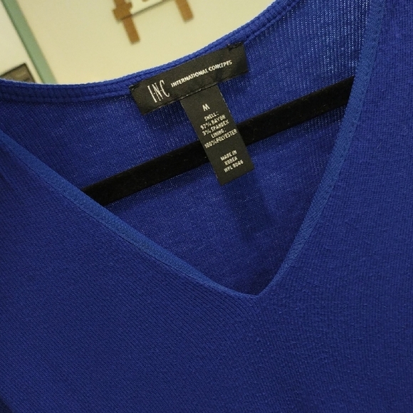 INC International Concepts Dark Royal Blue 3/4 Sleeve Top - Picture 6 of 10